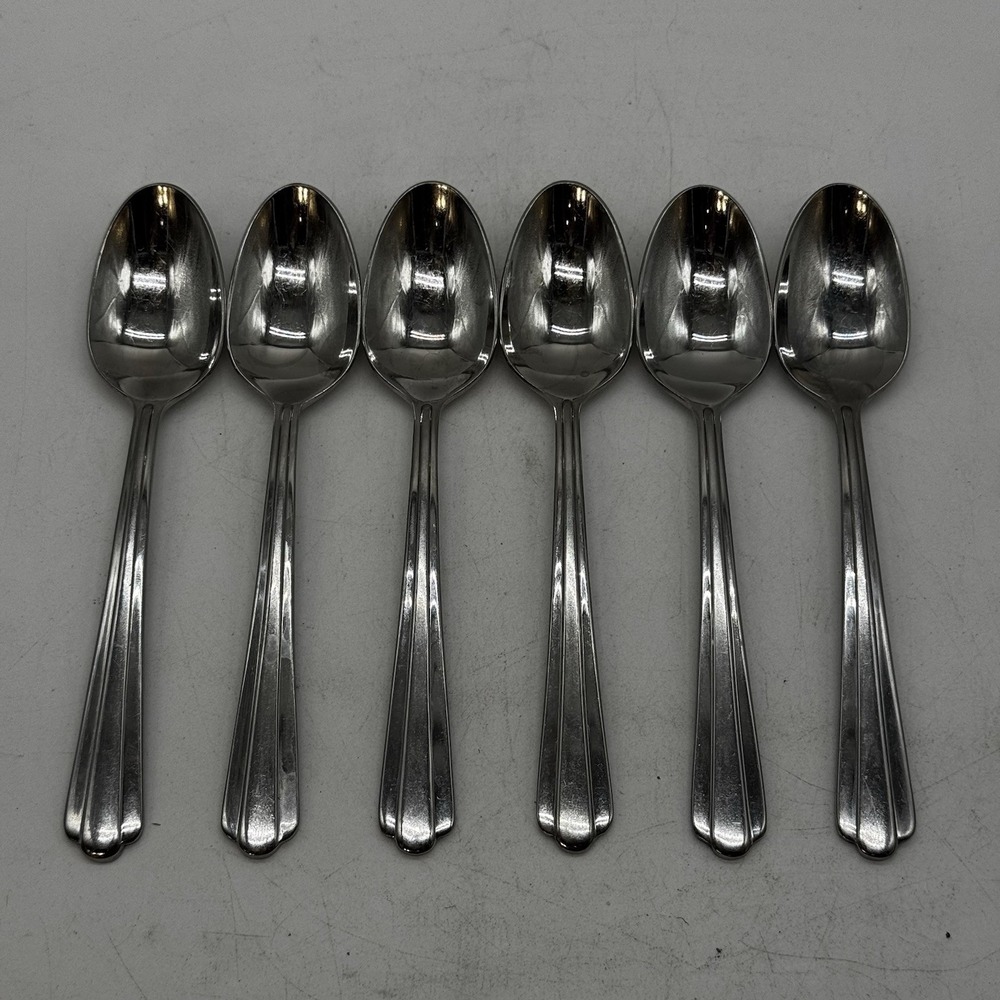 Hampton Silversmiths CENTRAL Teaspoons Lot Set of 6 Stainless Flatware Spoons